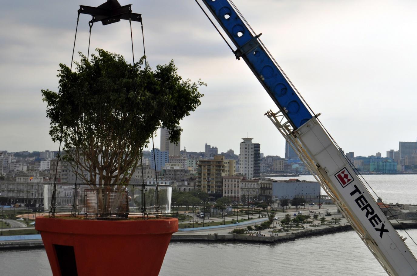 Una grúa encima de un puente  Descripción generada automáticamente con confianza baja